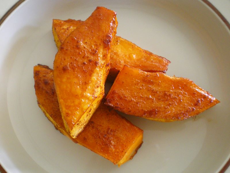 baked kabocha squash, sliced