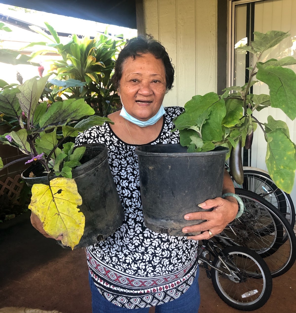 Senior citizen with final plant