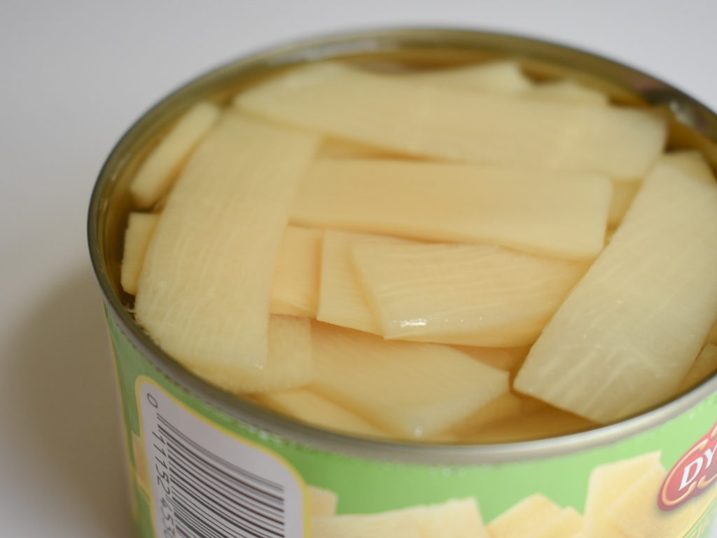 Close up of canned bamboo shoots
