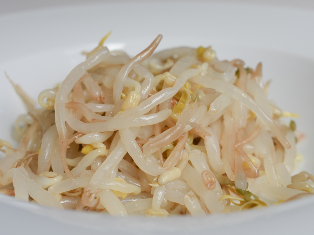close up of mung bean sprouts