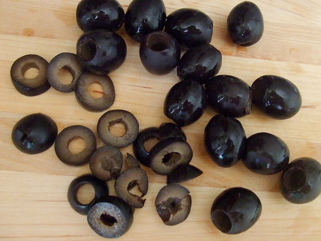 whole and sliced black olives
