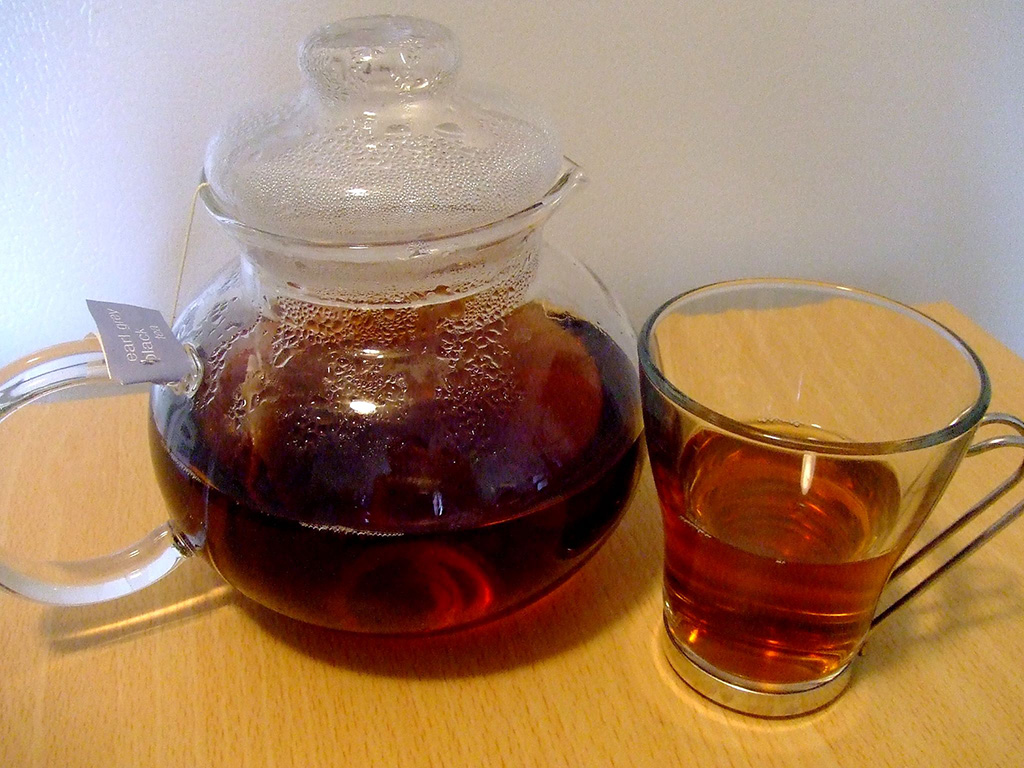 black tea in pot and glass