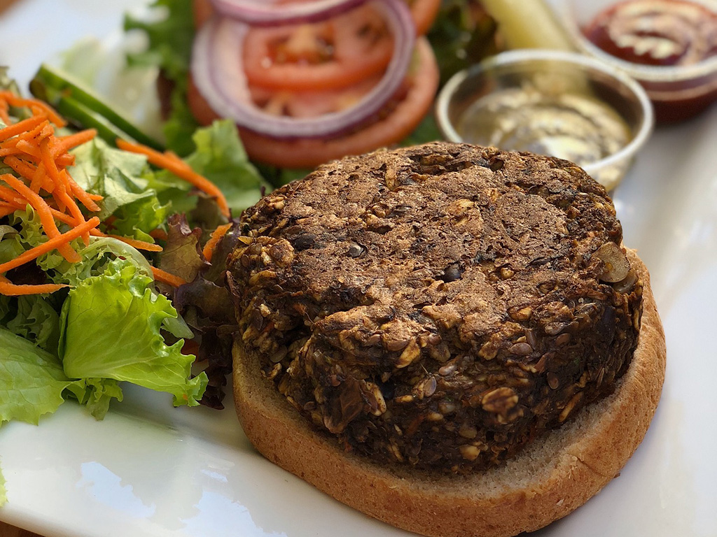 tofu burgers with toppings on the side