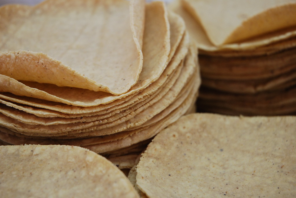 close up of corn piles of corn tortillas