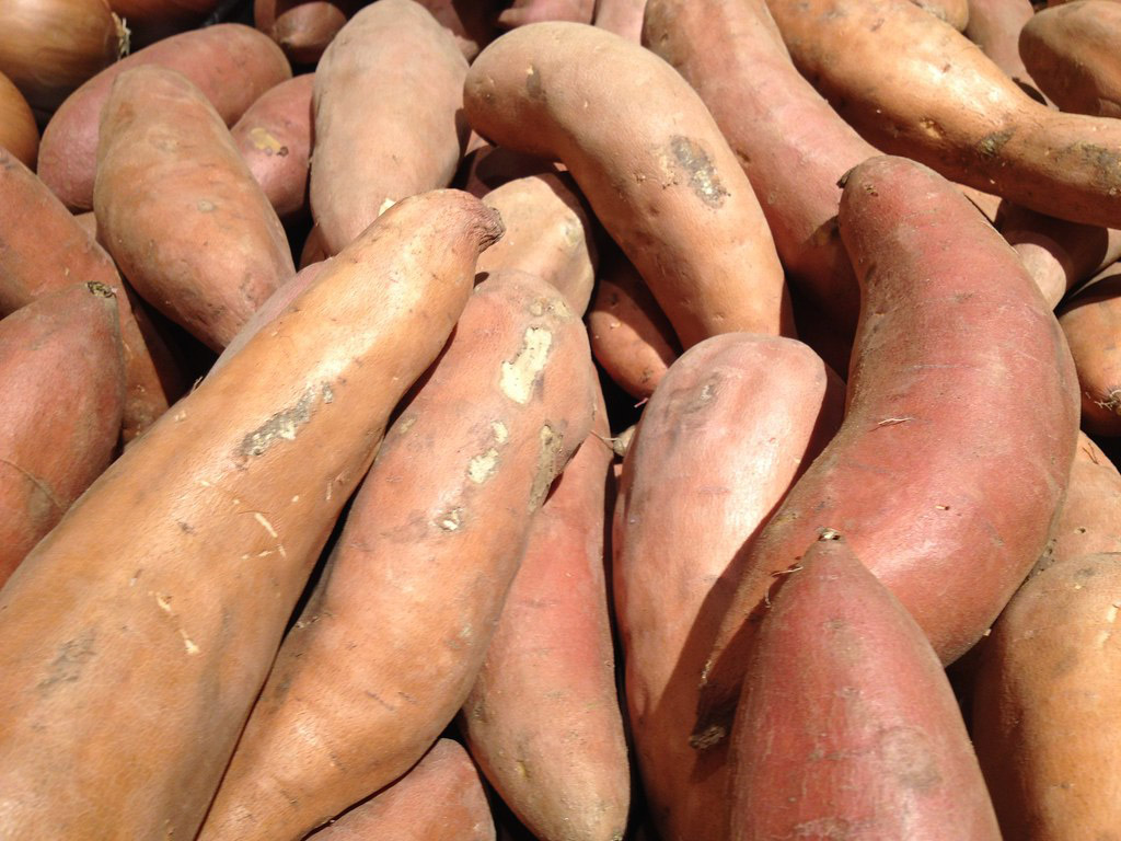 close up of pile of raw yams