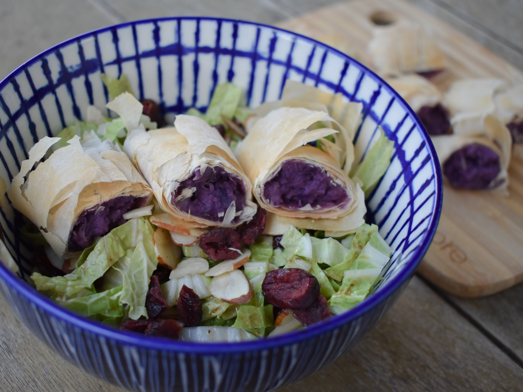 SALAD WITH OKINAWAN SWEET POTATO CRISPS