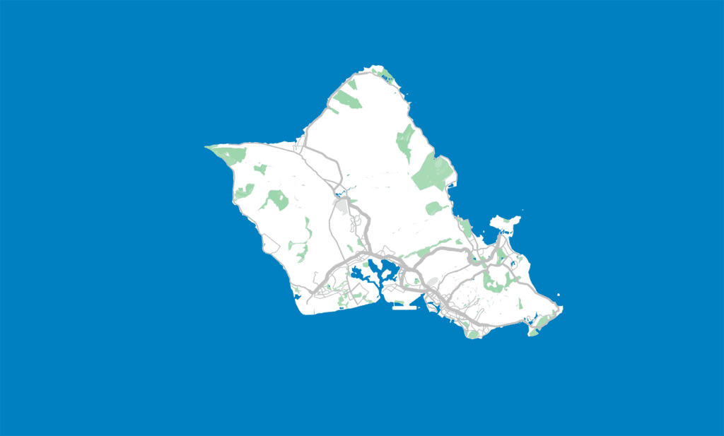 Map of Oʻahu zoomed