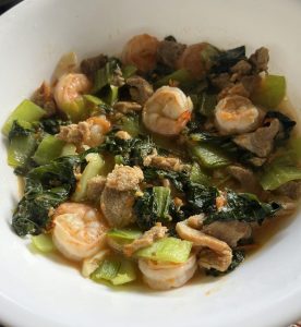 Bok choy stir-fry with shrimp