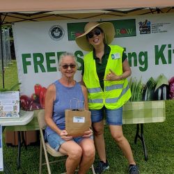 Fabric Pot Kit recipient with Food to Grow staff